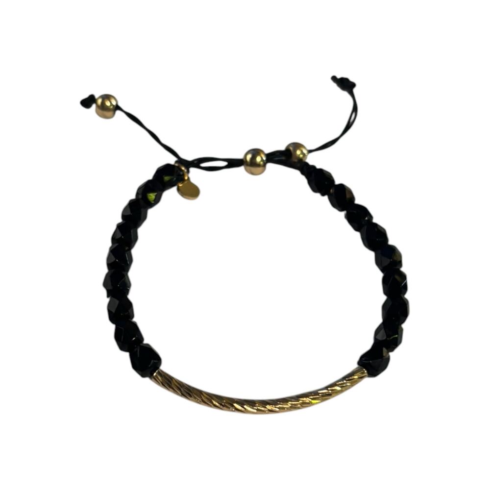 Amelia Rue Beaded Adjustable Black & Gold Tone Bracelet